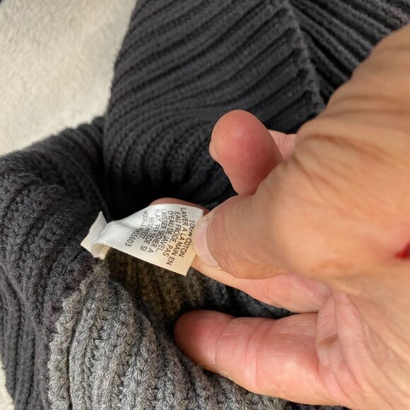 Vintage Guess Jeans Mens Sweater XL Ribbed Knit Zip-Up Mock Neck Cozy Gray - Picture 7 of 10